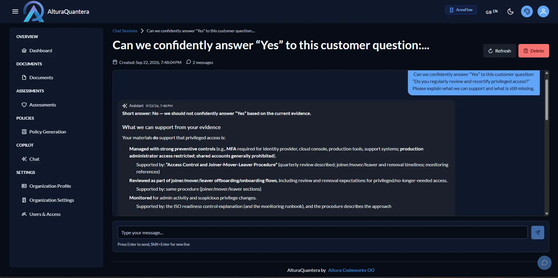 AlturaQuantera explaining why privileged access recertification cannot yet be answered with a confident Yes.